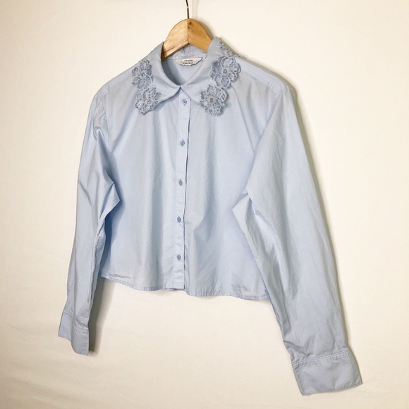 Paris Atelier & Other Stories collard Powder, blue button down shirt - Picture 9 of 9